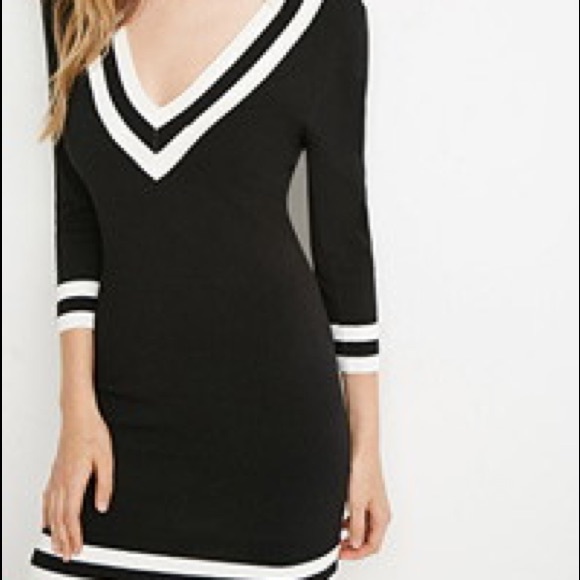 v neck varsity sweater dress